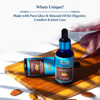 Blue Nectar Nabhi Oil with Ghee & Almond Oil | Belly Button Oil for Digestion & Joint Support | For Managing Knee, Back, & Bodyache | Chemical-Free Ayurvedic Nabhi Oil (21 Herbs, 10 ml)