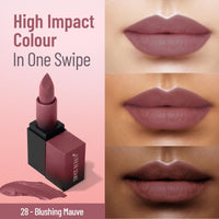 Swiss Beauty Hd Matte Pigmented Smudge Proof Lipstick | Creamy Matte Long Stay Lipstick | Blushing Mauve, 3.4g