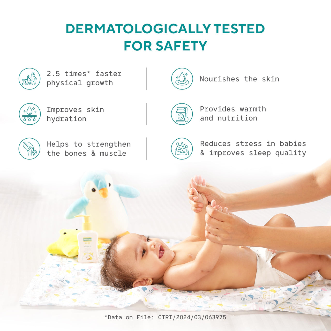 EQUALSTWO Nourishing Baby Massage Oil, 100ml, 100% Natural Non-Greasy Moisturizing Baby Oil for New Born, Strengthen Muscles & Bones, All Skin Types, Hypoallergenic, Dermatologically Tested(Pack 2)