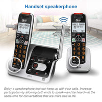 AT&T BL102-2 DECT 6.0 2-Handset Cordless Phone for Home with Answering Machine, Call Blocking, Caller ID Announcer, Audio Assist, Intercom, and Unsurpassed Range, Silver/Black 2 Handset