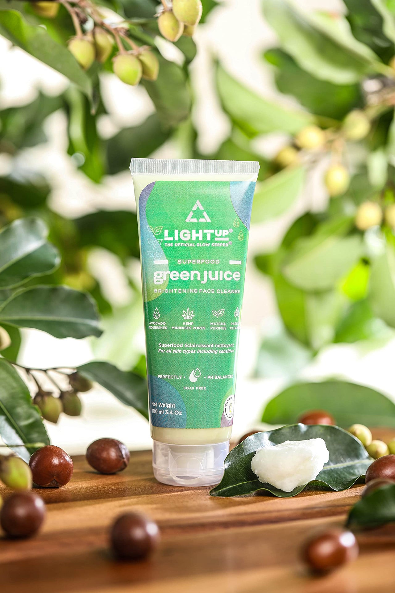 Light Up Green Juice Face Cleanser - 100 ml, Hydrating, Pore Cleansing, Nourishing, Anti-Pollution Face Wash for Glowing Skin, The Official Glow Keeper, For Dry Skin
