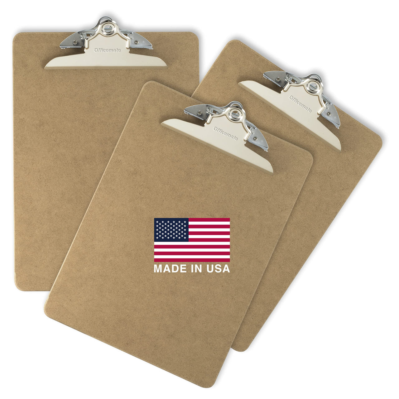 Officemate Recycled Wood Clipboard, Letter Size, 9" x 12.5" with 6" Clip, 3 Pack (83133),Brown Brown