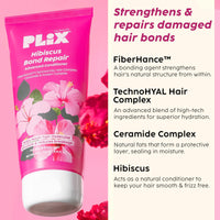 PLIX - THE PLANT FIX Hibiscus Bond Repair Advanced Oil, Shampoo & Conditioner | Repairs Damaged Hair Due To Heat Styling | Restores Strength, Reduces Frizz & Split-Ends