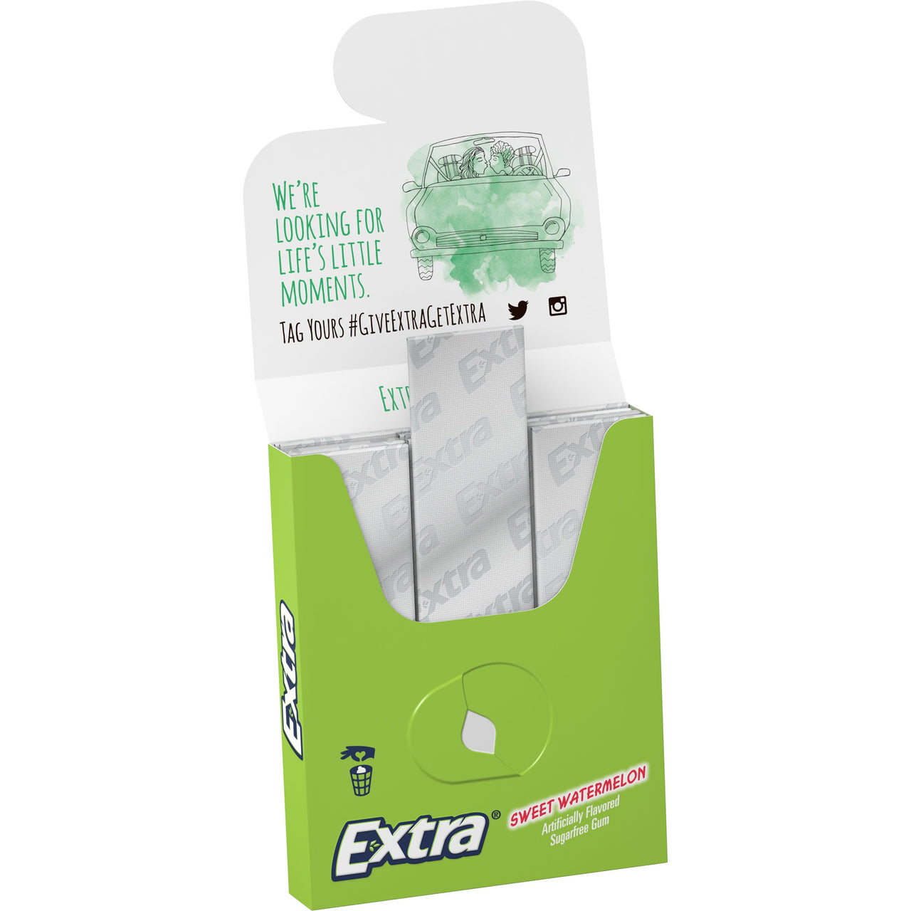 Extra Sweet Watermelon Sugarfree Gum, multipack, 15 Count (Pack of 3)