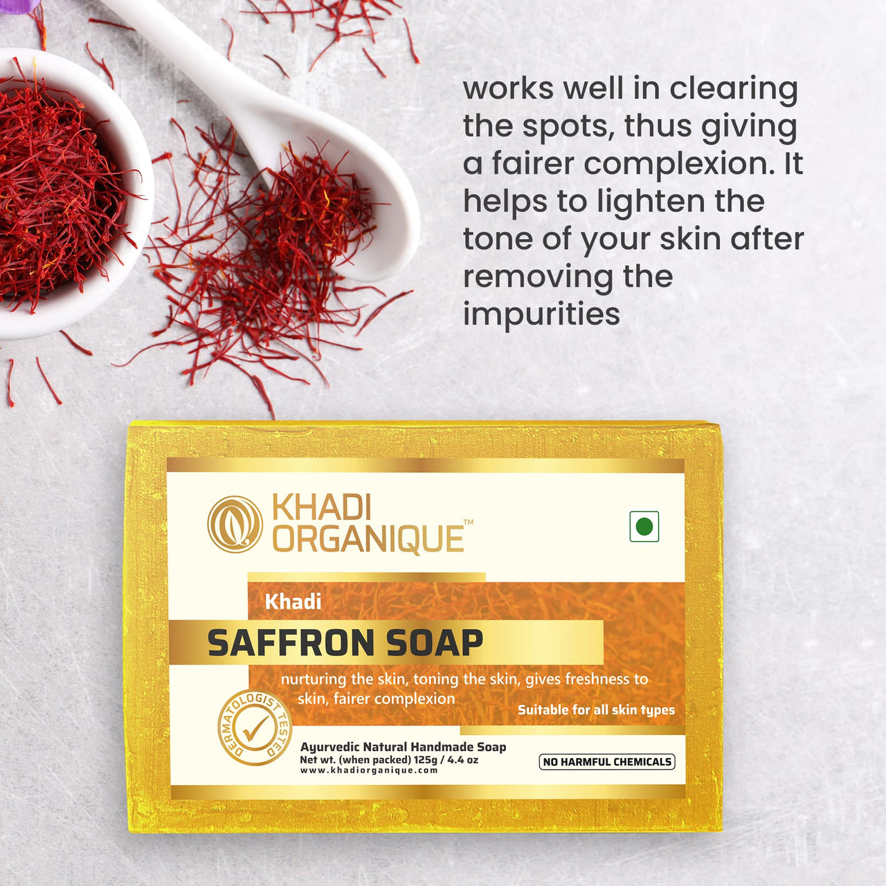 Khadi Organique Natural Herbal Saffron Soap Pack of 5