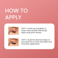 Seven Seas Double Intense Non Transfer Gel Matte Kajal Longwear Eye Pencil | Long Stay | Smooth One Stroke Application | Intense Color Pay Off | Soft Blendable Formula | With Sharpener (Gold)