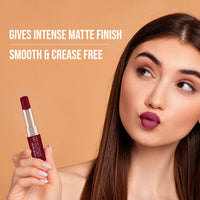 Colors Queen Luscious Lips Creamy Matte Lipstick | Highly Pigmented with Smooth Application | Smudge Proof & Waterproof | Long Lasting Lipstick for Women (Royal Rust Maroon - 3.5g)