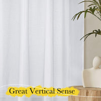 NICETOWN Kitchen Window Curtains, Rod Pocket Semi Sheer Linen Drapes Short Small Curtains Privacy Protection with Light Filtering for Bathroom/Cafe, White, W42 x 45