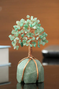 Green Aventurine Chakra Tree of Life - Crystal Tree for Positive Energy, Green Aventurine Base, Handmade Gemstone Tree, Copper Wire Money Tree - Feng Shui Decor, Green Healing Crystals, Spiritual Gift Green Aventurine + Green Base
