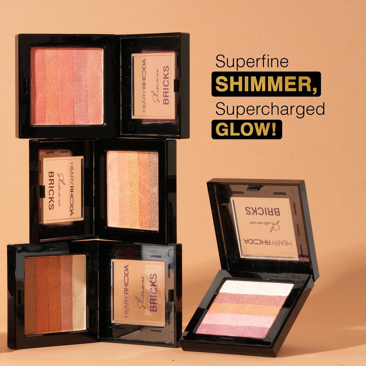 Hilary Rhoda Shimmer Bricks Highlighter Palette | Bronzers, Highlighters & Blushes | Highly Pigmented | Long Lasting & Illuminating Glow - 8.1g (Shade - 01)