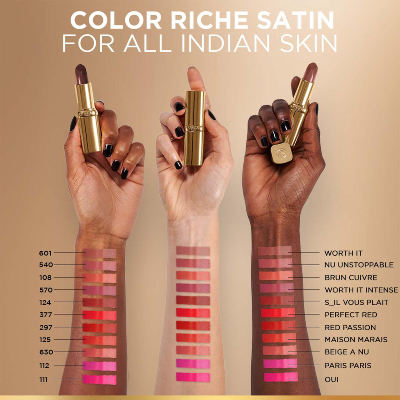 L’Oréal Paris Color Riche Satin Lipstick- 540 Nu Unstoppable, 4.5 gm