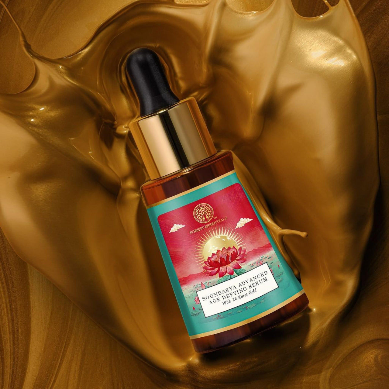 Forest Essentials Soundarya Anti Ageing Serum with 24K Gold | Ayurvedic Face Serum for Firming & Toning the Skin | With Gold Bhasma & Herbal Extracts