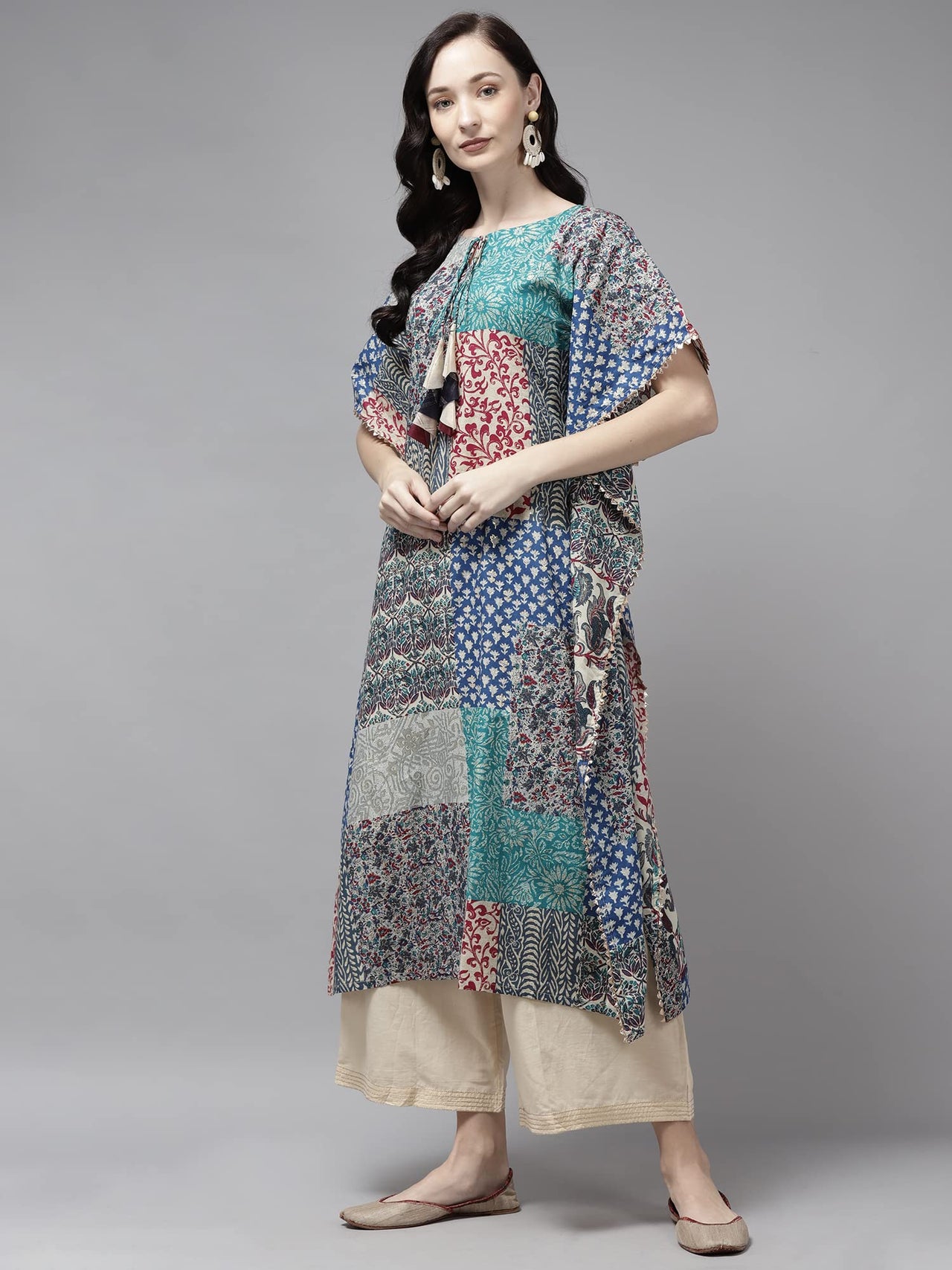INDO ERA Women A-Line Polyester Kurta/Kurti S Navy Blue