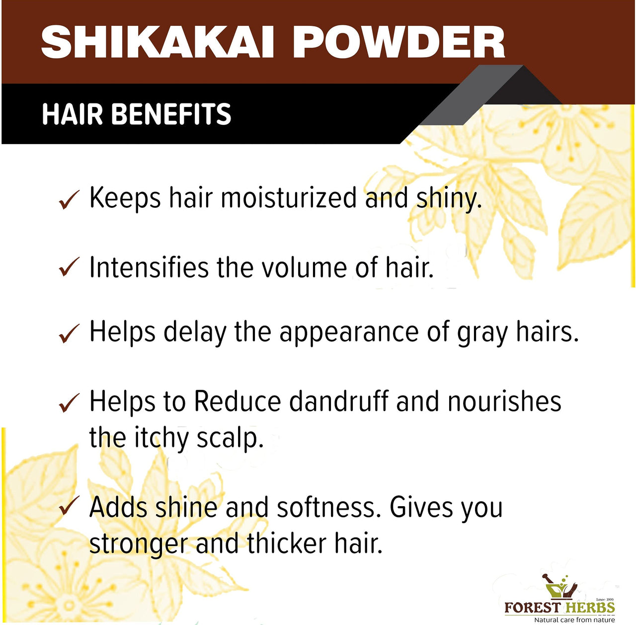 THE FOREST HERBS Natural care from nature 100% Pure Shikakai Powder, Acacia Concinna Excellent Hair Conditioner Powder For Hair 200g, All, (1 count)
