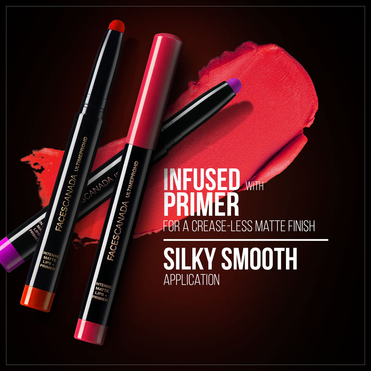 FACES CANADA Ultime Pro HD Intense Matte Lips + Primer - Bloodmoon 20, 1.4g | 9HR Long Stay | Primer Infused For Flawless HD Matte Finish | Intense Color Lightweight Silky Smooth Cream Application