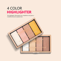Shryoan Start Dewy Glow Highlighter Powder | Highly Pigmented & Long Lasting Multi-Colored Highlighter Palette | Light Coverage for Natural Finish | Paraben-Free (16.0 gram) (Shade 1)
