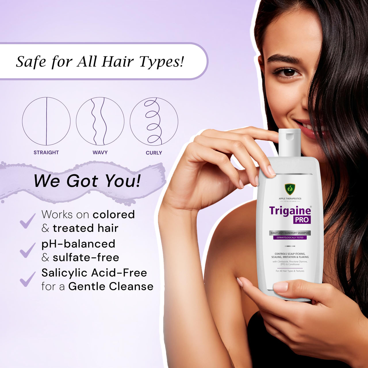 Trigaine PRO Daily Anti-Dandruff Shampoo 225 ml | Dermatologically Tested | Reduces Itching, Flaking & Scalp Irritation with Climbazole, Piroctone Olamine & ZPTO | Salicylic Acid Free Formula