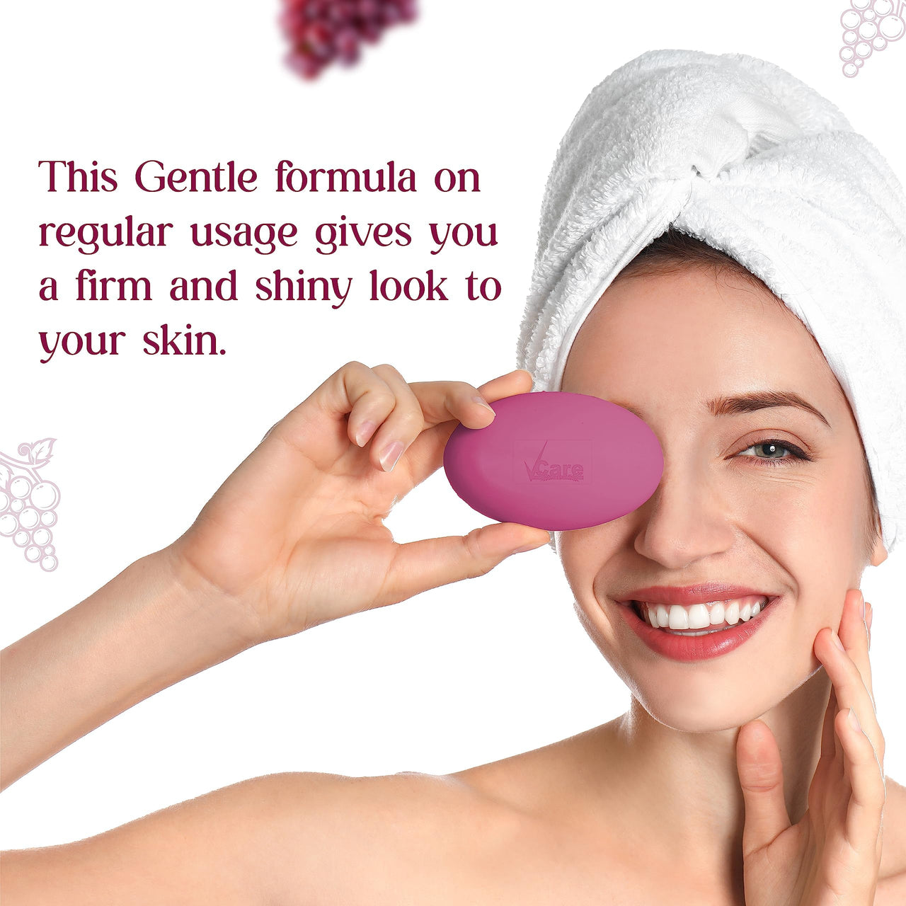 VCare Red Wine Bathing Bar/Soap for Body, Hand, Face 100 gm - Helps to Reduce Fine Lines and Wrinkles for Men and Women (Pack of 10)