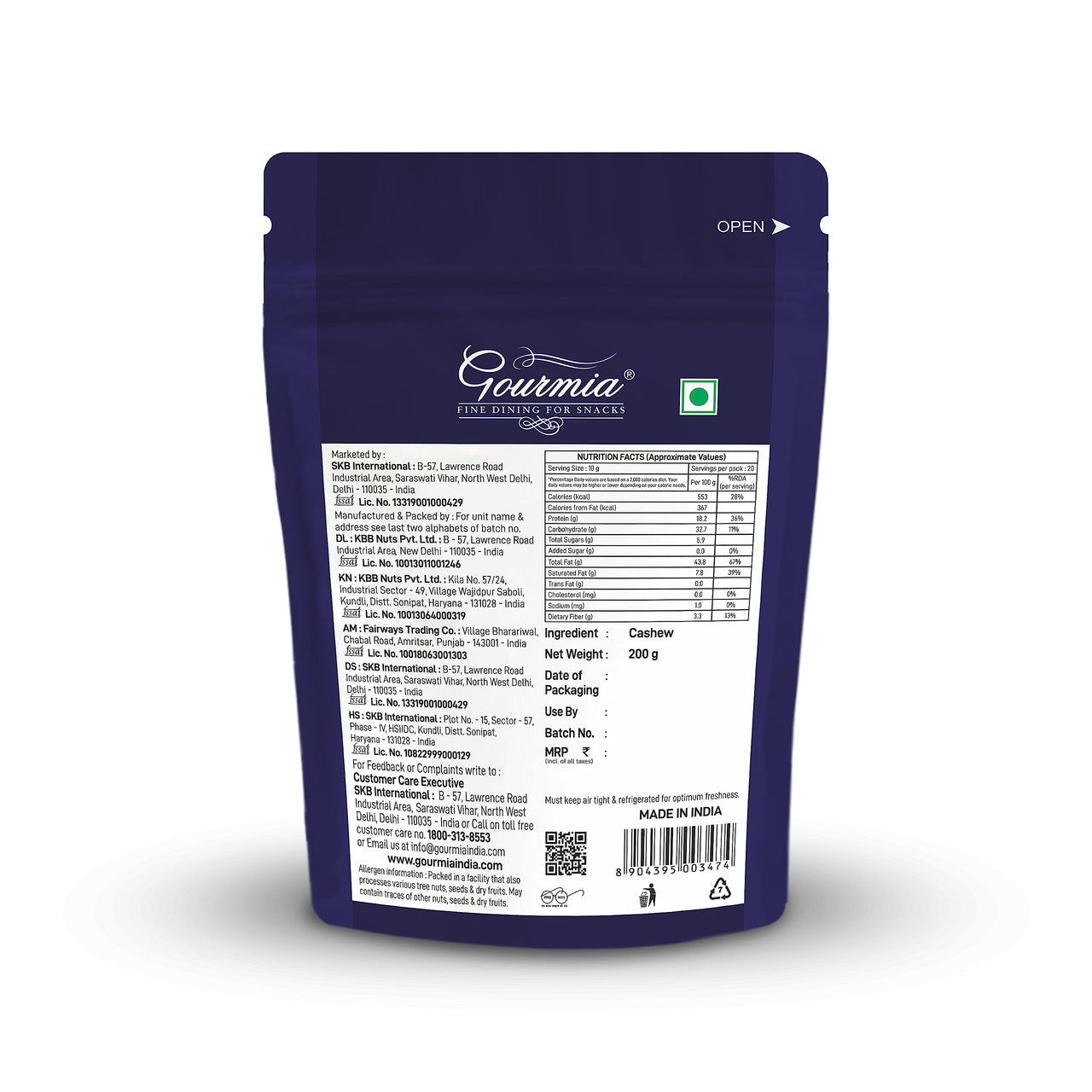 Gourmia Whole Cashews Large W240 200g