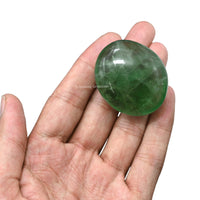 Green Fluorite Palm Stone - Pocket Massage Worry Stone for Natural Body Chakra Balancing, Reiki Healing and Crystal Grid Green Fluorite
