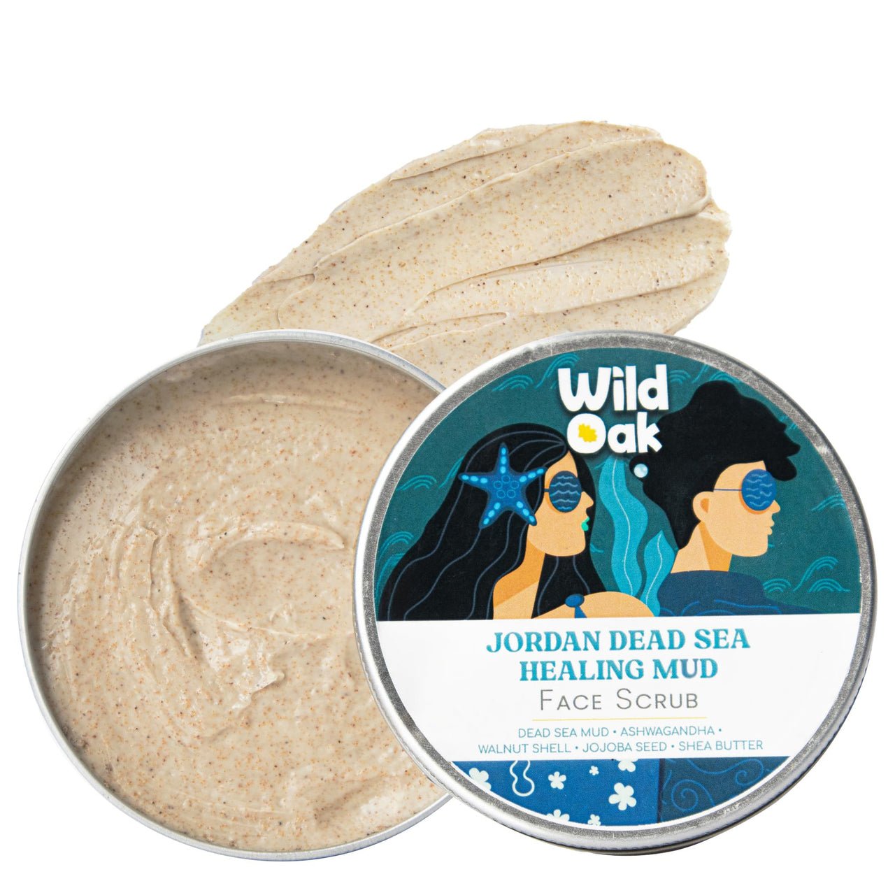 WildOak Jordan Dead Sea Mud Face Scrub | 2% Niacinamide | Deep Cleansing & Exfoliation | Removes Dead skin & Impurities | Fights Acne & Aging | De-Tan & Brightens | Pore Refining & Oil control | 100g