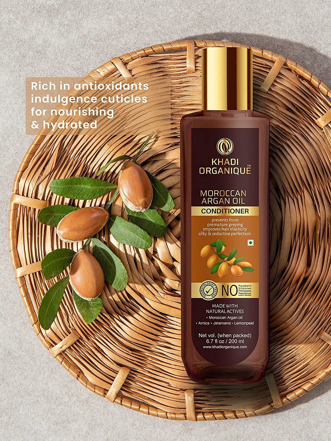 Khadi Organique Moroccan Argan Oil Hair Conditioner For Frizz Control & Extra Smooth and Shiny Hair (Pack of 2) 400 ml