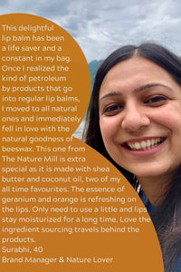 The Nature Mill Shea Coconut Moisturizing Lip Balm, Shea Butter, Virgin Coconut Oil, Apricot Oil, Geranium Orange Essential Oils, all natural, to make dry lips soft 20G