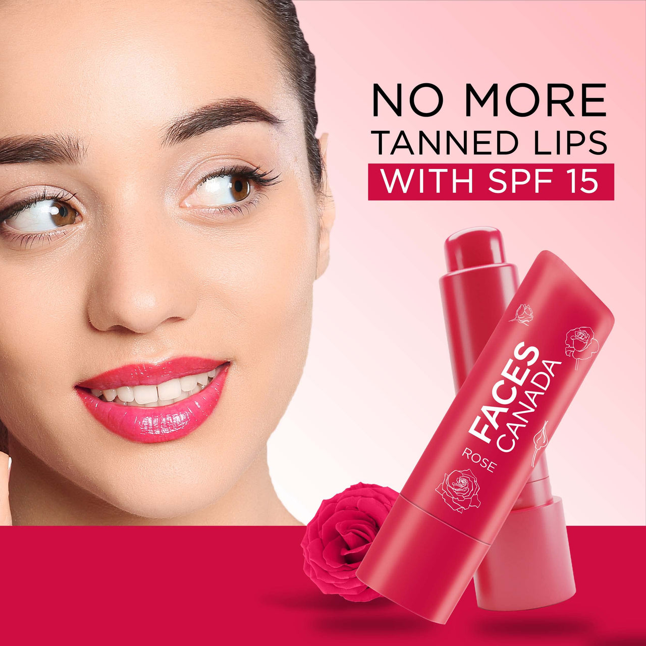 FACES CANADA Color Lip Balm - Rose Petal 03, 4.5g | Red Tint | 12HR Moisture | SPF 15 | Shea Butter, Vitamin C & E Enriched | Hydrating & Nourishing For Dry Chapped Lips | Softens Lips