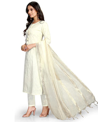 Rajnandini Women's  Pure Cambric Cotton Embroidered Kurta Set With Dupatta