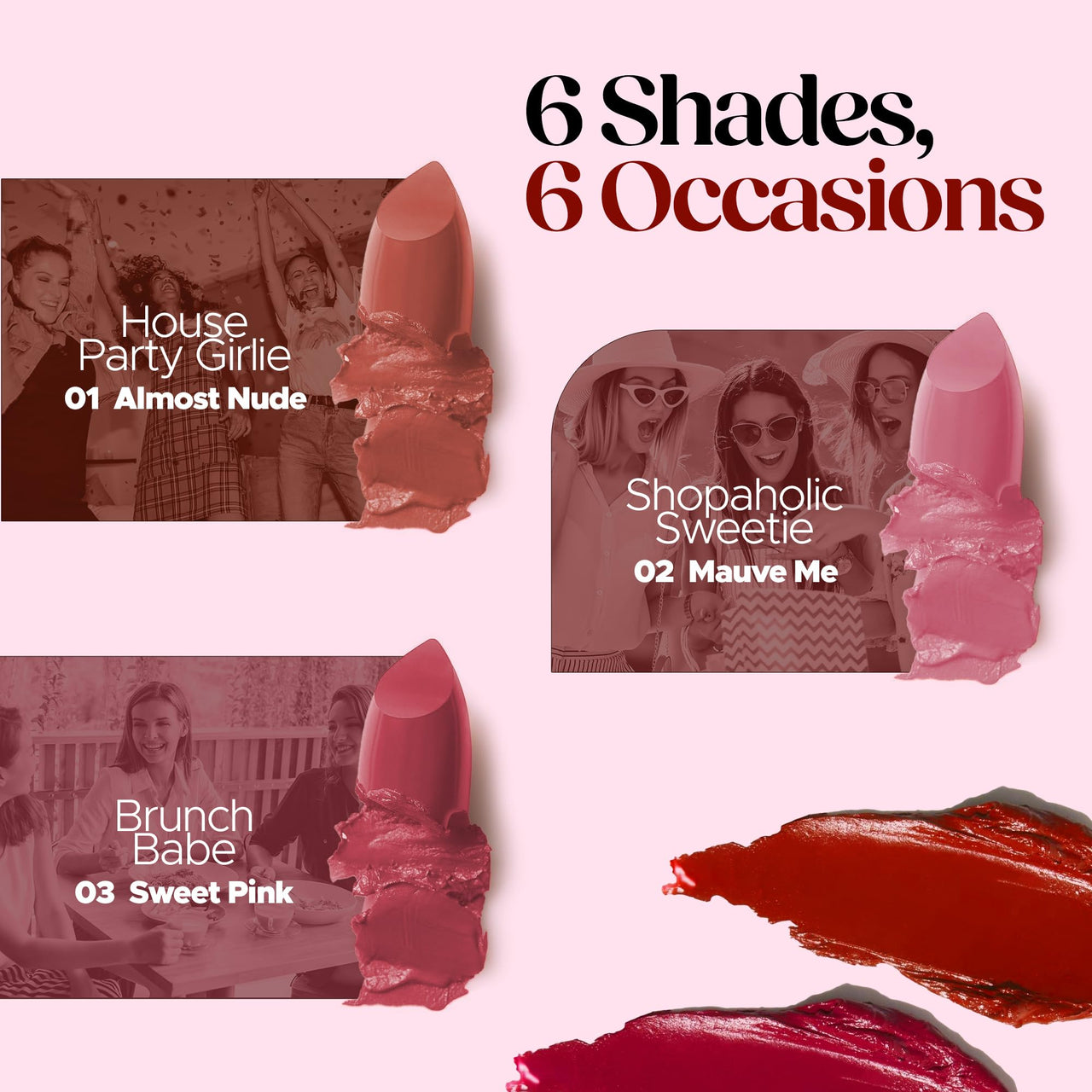 Hilary Rhoda Trap Of Matte 6 Bullet Mini Lipsticks | Infused with SPF 15 | Long-Lasting Formula & Trendy Lipstick Shades | Paraben-Free & Cruelty-Free | Set of 6-1.5 X 6g