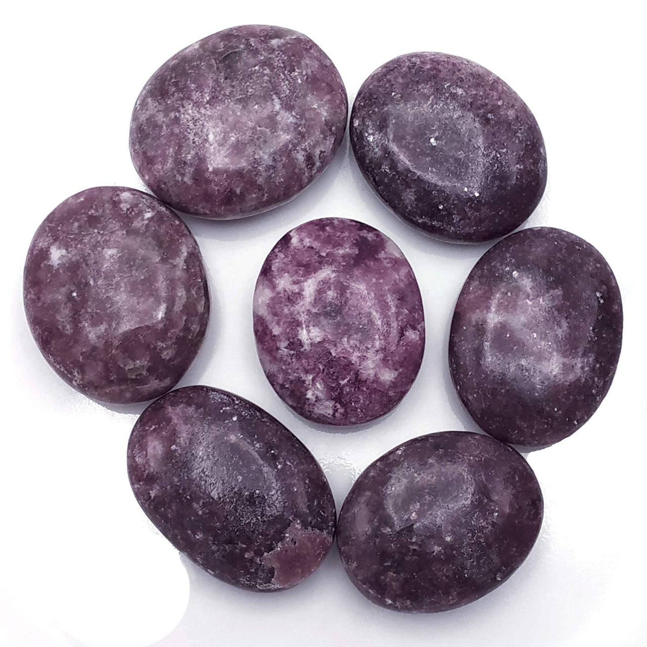 Lepidolite Palm Stone - Pocket Massage Worry Stone for Natural Body Chakra Balancing, Reiki Healing and Crystal Grid Lepidolite