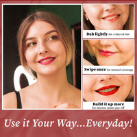 Pijn Luxe Comfy Matt Lipstick Red Desire | 12HR Long-Lasting, Smudge-Proof & Waterproof | Lightweight, Smooth Matte Finish With Vitamin E & Lip Repair | Lipstick for Women