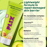PLIX - THE PLANT FIX Barrier Repair Combo Kit with Avocado Ceramide Moisture Rush Serum, Cleanser & Cream | Nourishes and Hydrates Skin |For Men & Women| Pack of 3 (30ml + 100ml + 50gm)