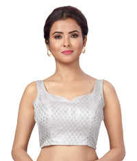 X3 Women's  Brocade Sleeveless Saree