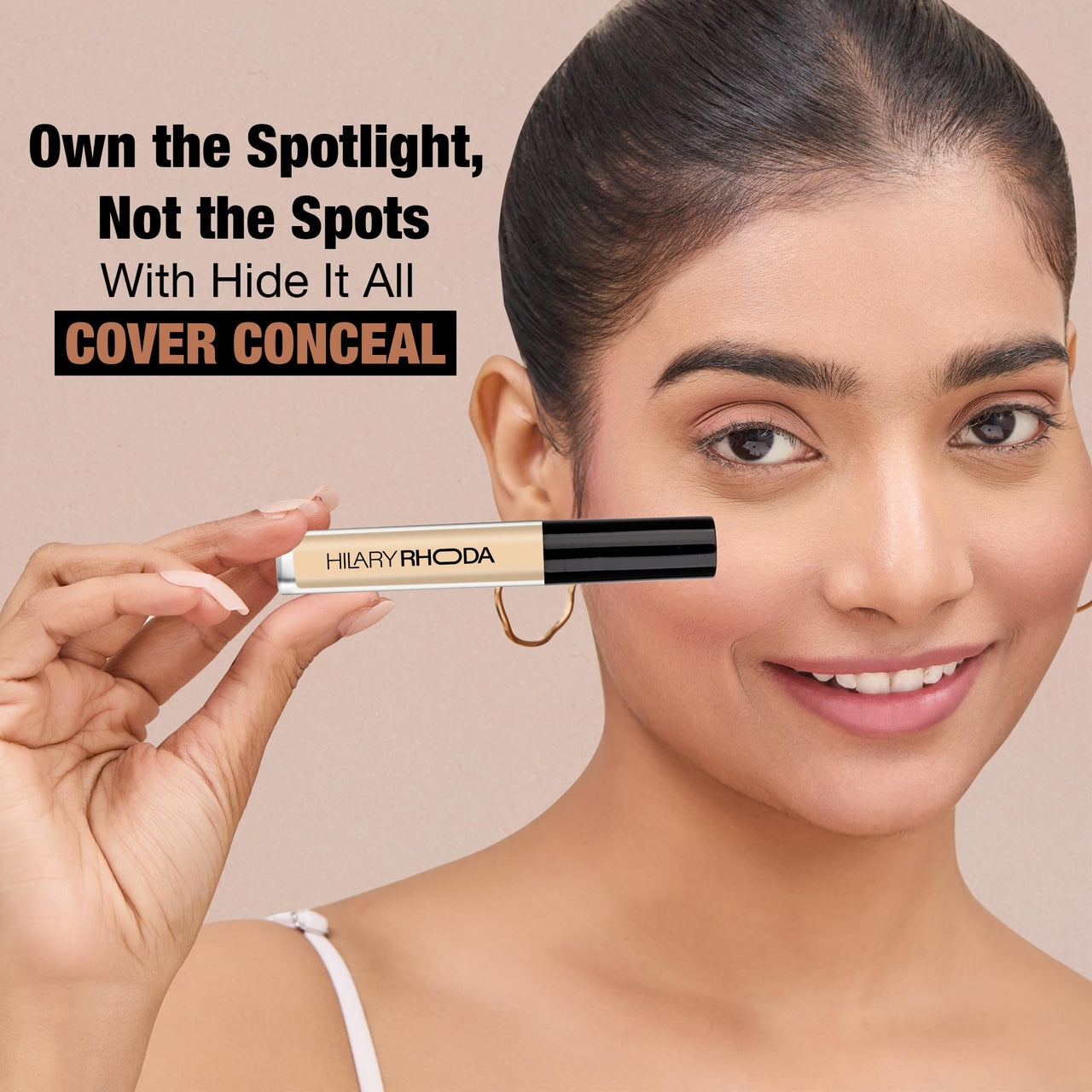 Hilary Rhoda Hide It All Cover Conceal | Conceals Masks, Scars & Dark Circles | High Coverage Concealer | With Shea Butter | Matte Finish | Cruelty-Free & Vegan (Natural - Shade 4, 3.7ml)