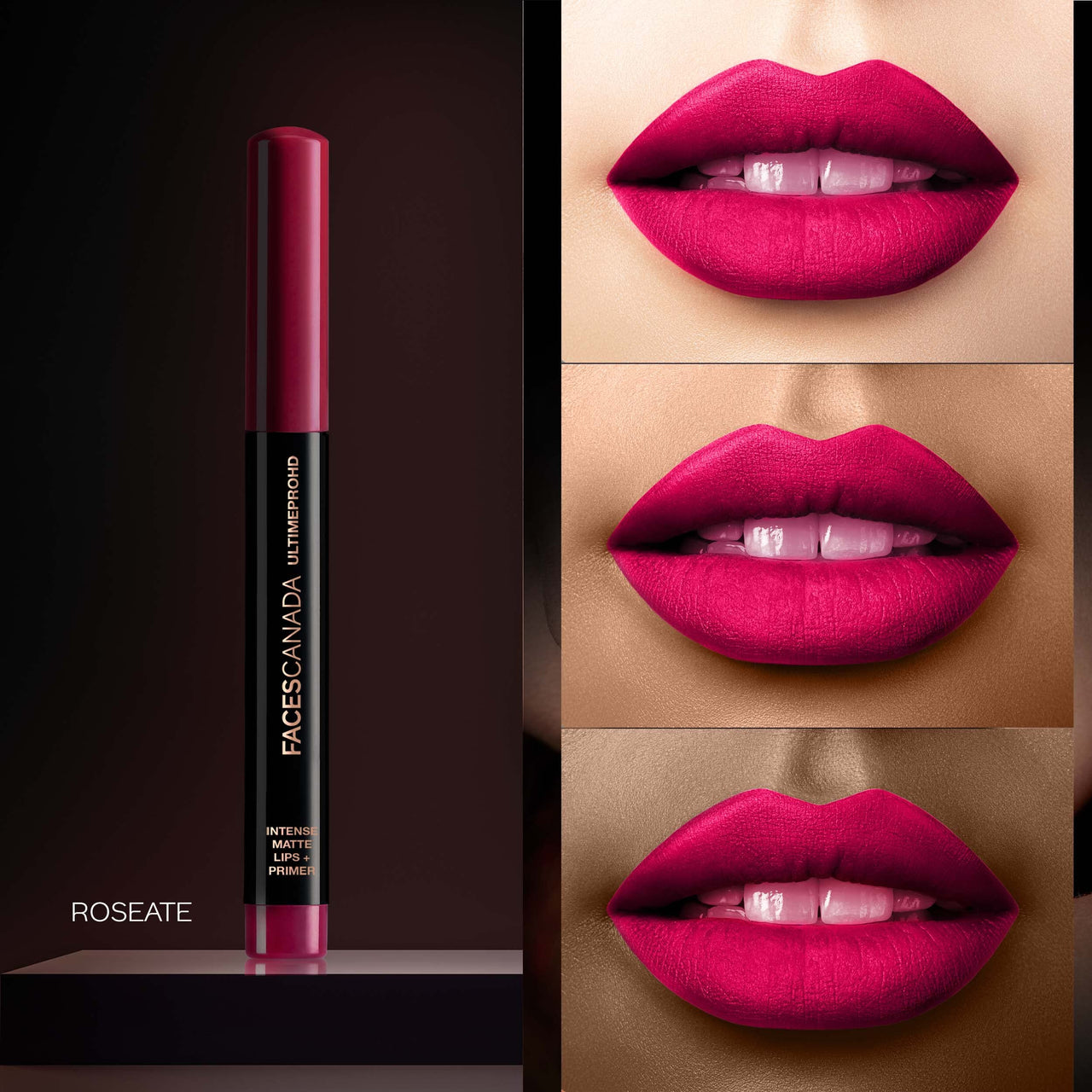 FACES CANADA Ultime Pro HD Intense Matte Lipstick + Primer - Roseate (Pink), 1.4g | 9HR Long Stay | Flawless HD Matte Finish | Intense Color | Lightweight | Smooth Glide | Primer Infused