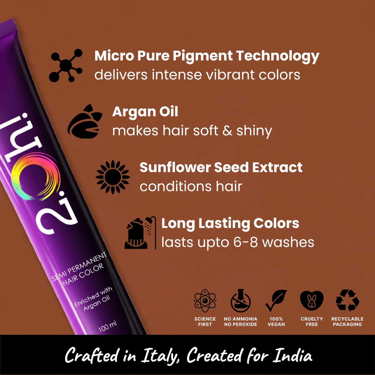 2.Oh! Italian- Ginger Spice Hair Color For Women & Men | Ammonia-Free DIY Semi Permanent Hair Color | Enriched with Argan Oil | Lasts upto 6-8 Washes | Pack of 2