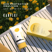 Kanpeki Kouyou Sun Protection Emulsion SPF 50 with Tint for Uneven Skin Tone| Lightweight Broad Spectrum PA ++ with No White Cast | Suitable for All Skin Type, 60g