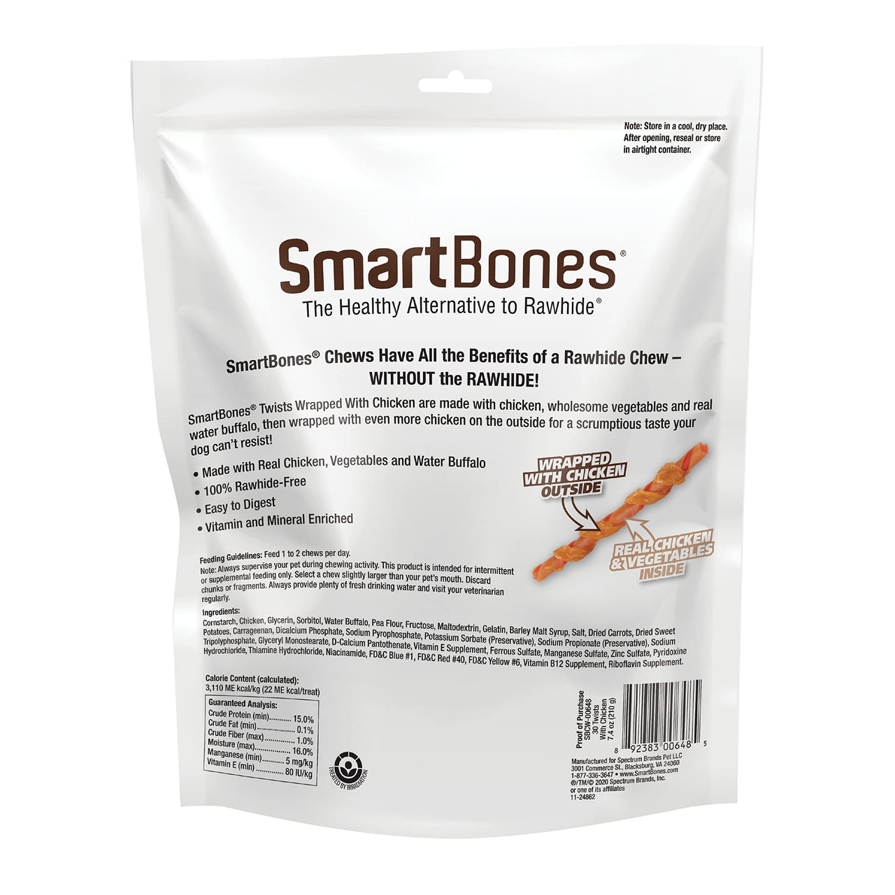 SmartBones Twists Wrapped with Chicken Made with Real Water Buffalo, 30 Count, Rawhide-Free Chews for Dogs, 7.40 Ounce (Pack of 1)