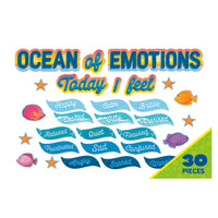 Eureka Seas The Day Ocean of Emotions Mini Bulletin Board Set and Classroom Decorations for Teachers, 31 Pieces
