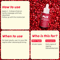 PLIX - THE PLANT FIX Pomegranate Overnight Repair Dewy Serum (30ml) for Ageless Younger Skin | Reduce Fine Lines & Wrinkles | Collagen Boosting, Hydrating Serum for Women & Men | Anti-ageing