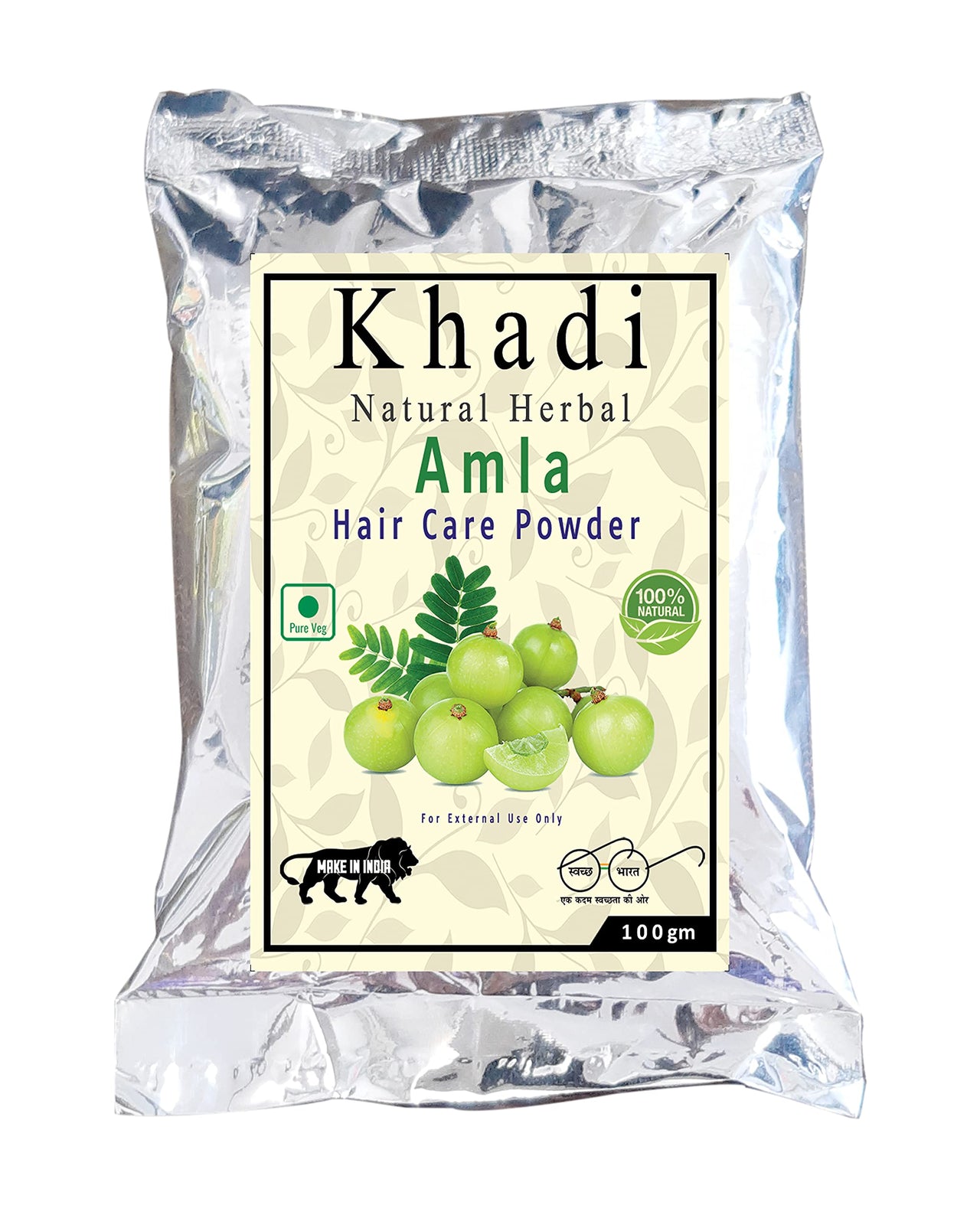 Khadi Natural Herbal Natural Hair Shampoo With Herbal Amla Powder | Control Hair Loss & Breakage | Strengthening Healthy Hair | Paraben & Sulphate Free 100% Natural & Organic Shampoo 100Gm