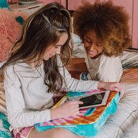 3C4G THREE CHEERS FOR GIRLS by Make It Real - Tie Dye Lap Desk - Laptop Desk with Tablet, Phone, or Device Holder - Lap Desk for Kids with Pillow Cushion