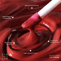 SIMPLYNAM Satin Soft Lip Crème – Mulled Pink | 1 Swipe Full Coverage | Hydrating, Creamy Matte Finish | 16 Hour Stay | Transfer-Proof & Smudge-Proof | Infused with Peptides & Squalane | Vegan