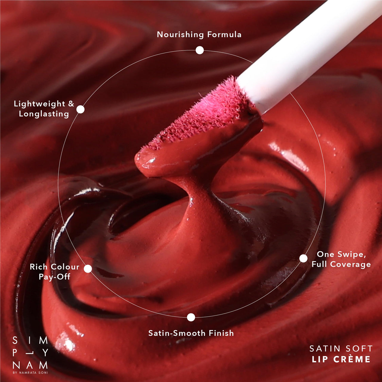 SIMPLYNAM Satin Soft Lip Crème – Summer Pink | 1 Swipe Full Coverage | Hydrating, Creamy Matte Finish | 16 Hour Stay | Transfer-Proof & Smudge-Proof | Infused with Peptides & Squalane | Vegan