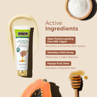 INDUS VALLEY Cow Yogurt Mashobra Honey & Papaya Cleansing Face Wash for Bright & Glowing Skin | Reduces Spots, Blemishes & Pigmentation | Low Foam | Men & Women (100gm + 50% Extra)
