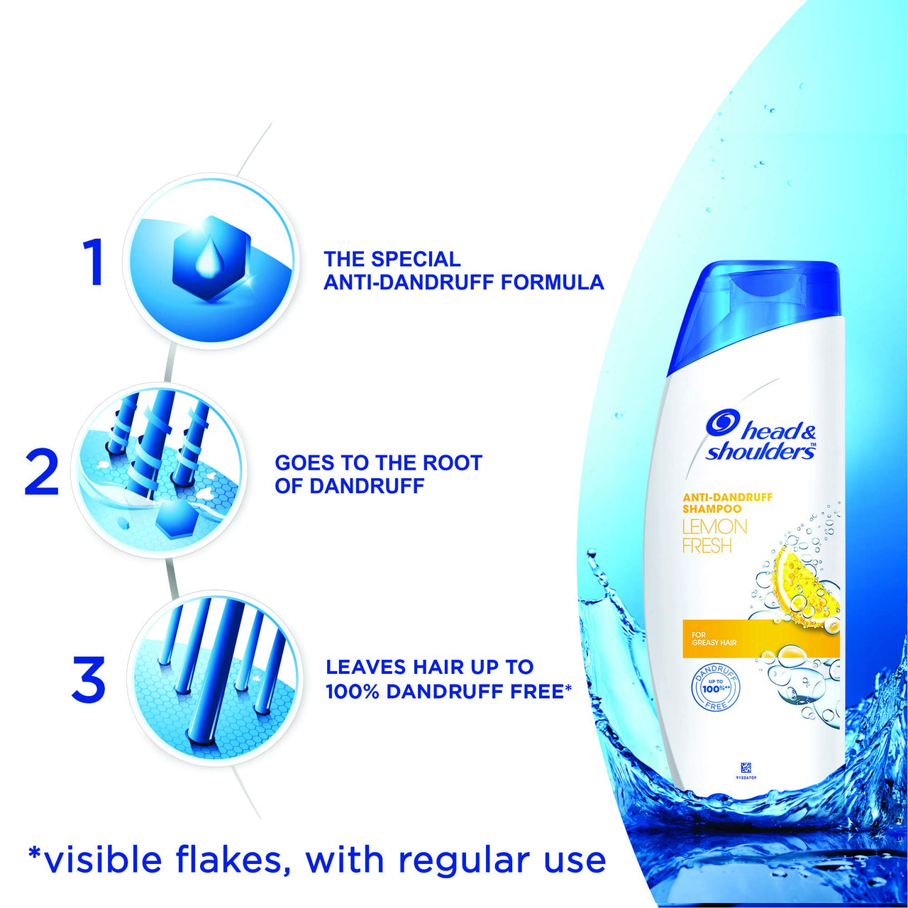 Head & Shoulders , Anti Dandruff Shampoo, Lemon Fresh, 180 ML