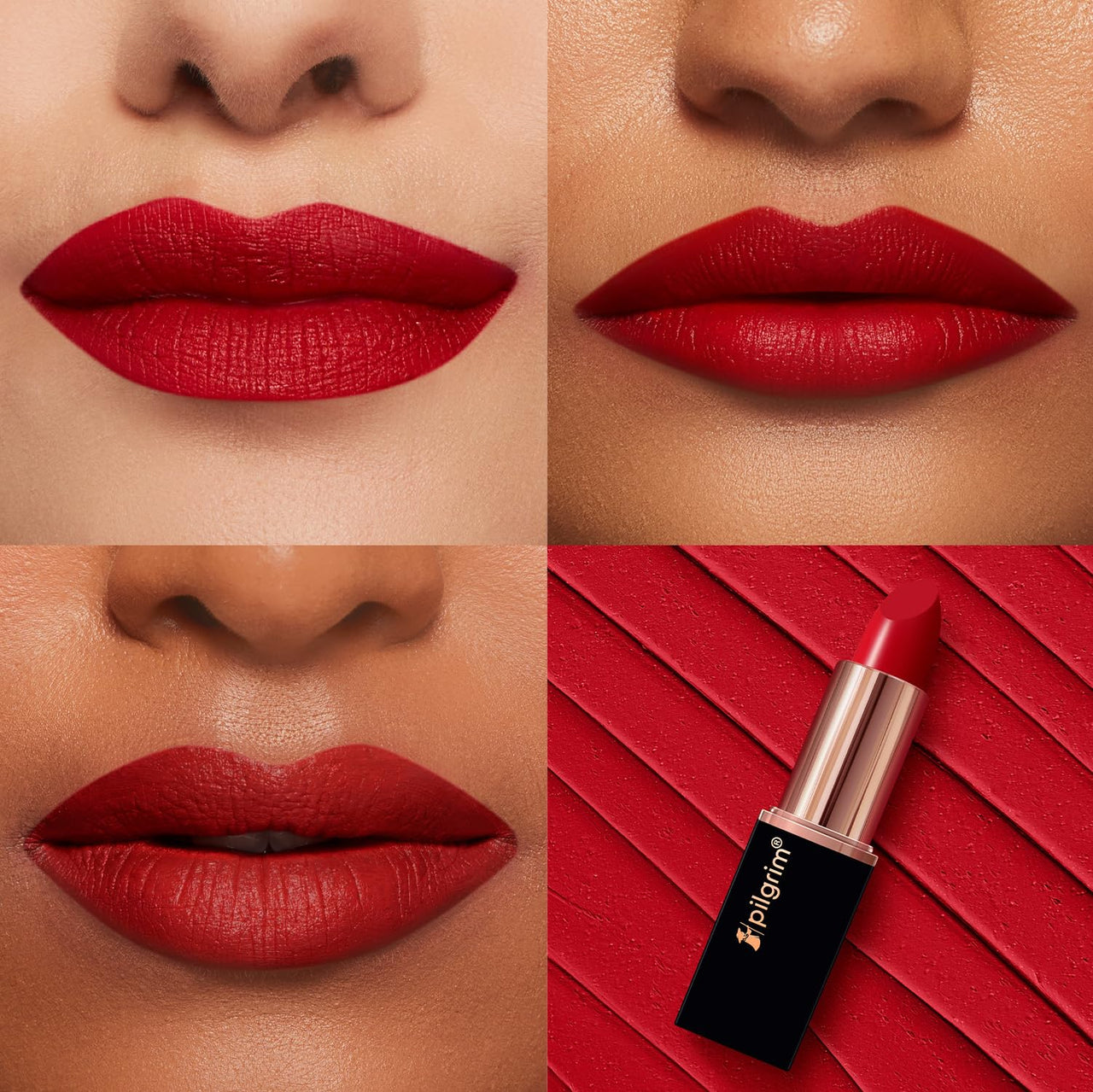 Pilgrim Matte Me Up Bullet Lipstick 4.2g | Creamy, Lightweight, Bold, Non Drying | SPF 30 | Enriched With Hyaluronic Acid & Spanish Squalane | Lipstick for dusky skin tone | Coral Untamed Red-22