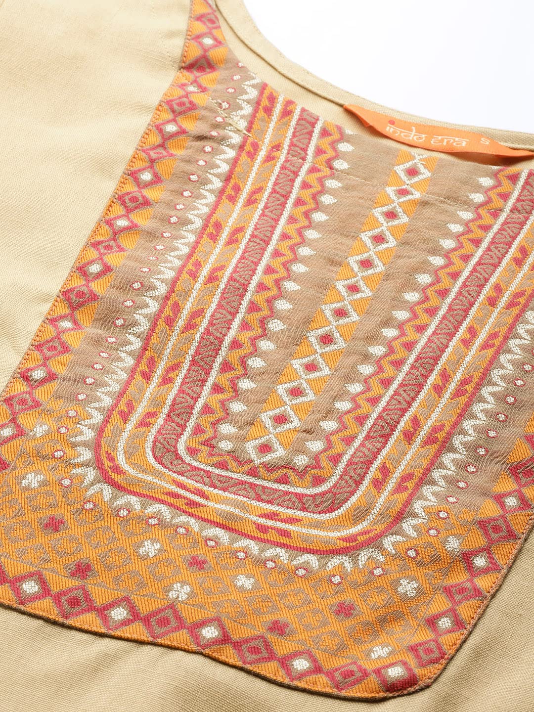 INDO ERA Women's  Solid Cotton Blend Straight Kurta Palazzo With Dupatta Set