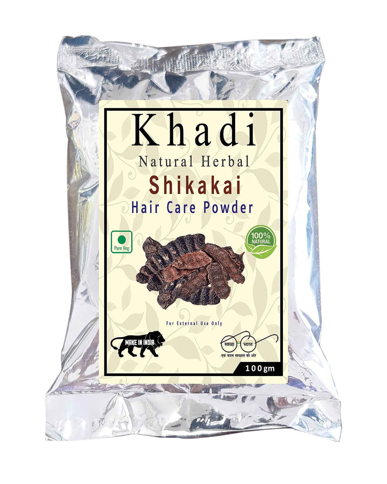Khadi Natural Herbal Natural Hair Shampoo With Herbal Shikakai Powder | Control Hair Loss & Breakage | Strengthening Healthy Hair | Paraben & Sulphate Free 100% Natural & Organic Shampoo 100Gm